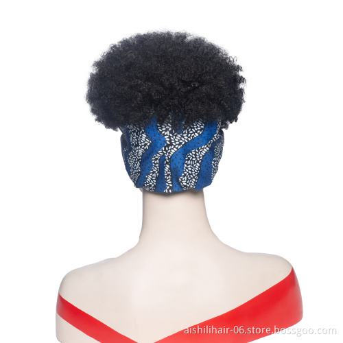 Aishili afro curly wig headband short wig with headband attached headband wigs for black women